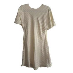 Banana Republic Stripe Viscose Linen Ivory Mini Dress Sz Small TALL